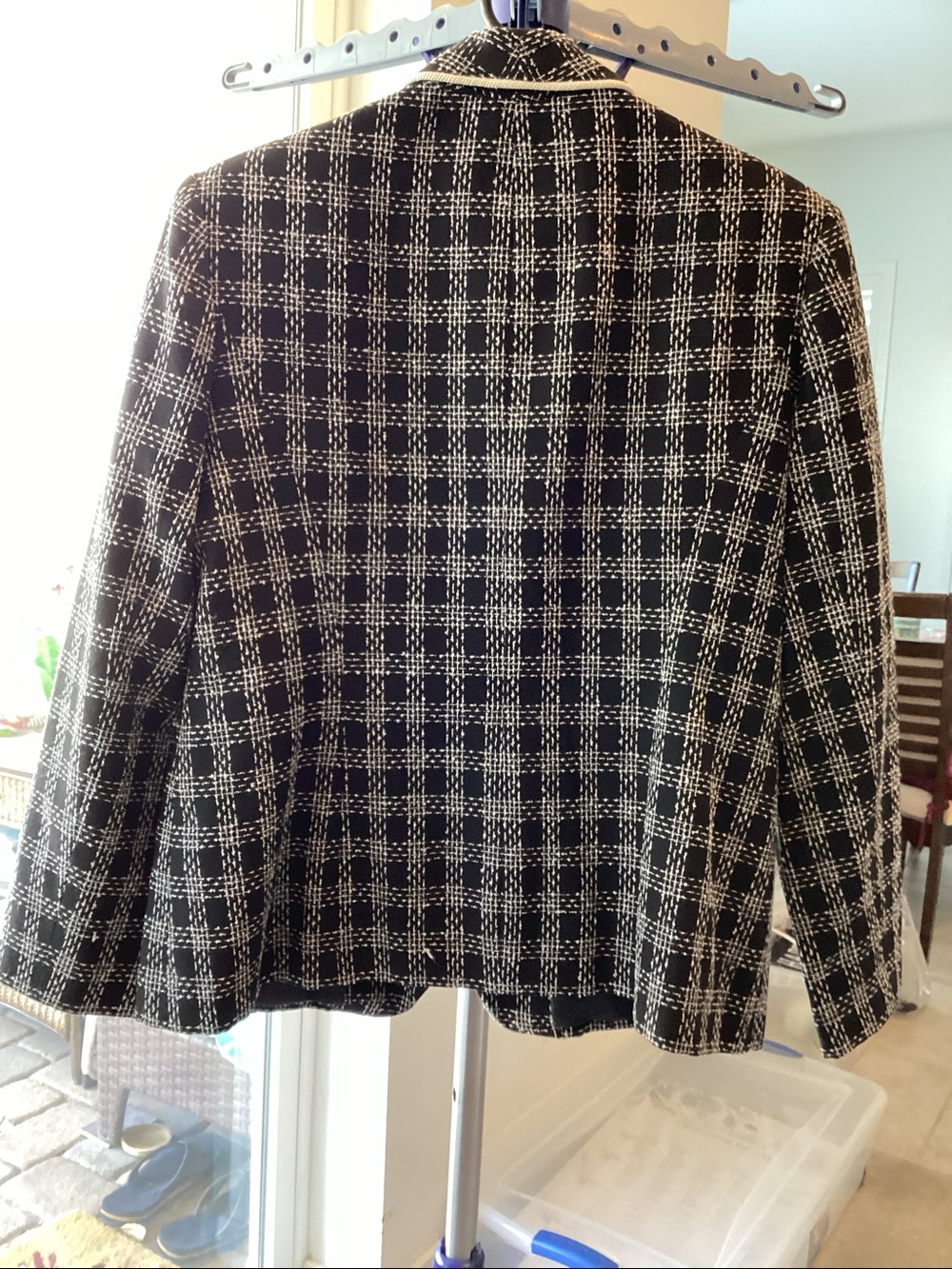 Joan Leslie Black & White Plaid Piped Blazer - Picture 2 of 3